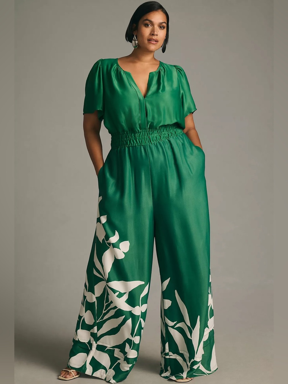Anthropologie Green Somerset Jumpsuit Size LP (oversized)